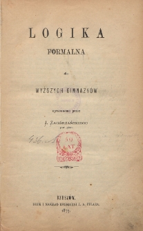 Logika formalna dla wyższych gimnazyów