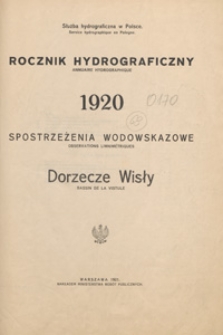 Rocznik Hydrograficzny : spostrzeżenia wodowskazowe. Dorzecze Wisły