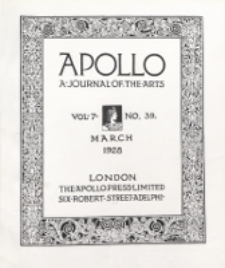 Apollo a Journal of the arts. 1928, Vol. 7, No 39 March