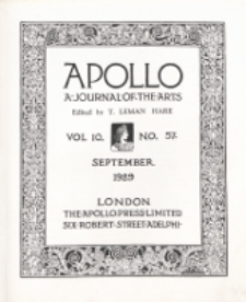 Apollo a Journal of the arts 1929, Vol. 10 Septemper