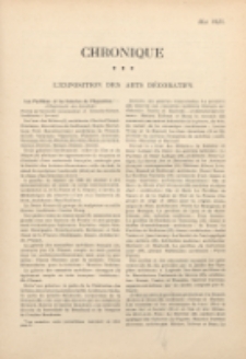 Art et décoration : revue mensuelle d'art moderne 1925. Chronique, mai