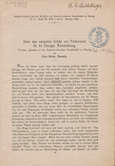Ueber eine vermehrte Zufuhr von Trinkwasser für die Danziger Wasserleitung : Vortrag, gehalten in der Naturforschenden Gesellschaft zu Danzig