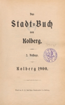 Das Stadt=Buch von Kolberg