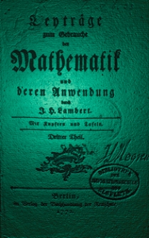 Beytrage zum Gebrauche der Mathematik und deren Anwendung. T. 3