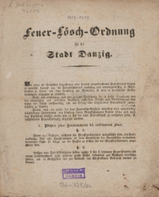Feuer-Lösch-Ordnung für die Stadt Danzig