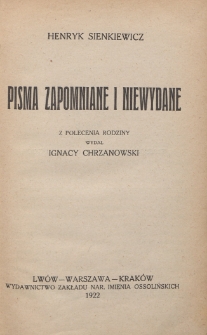 z polecenia rodziny wyd. Ignacy Chrzanowski