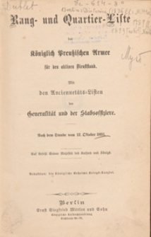 Rang- und Quartier-Liste der Königlich-Preussischen Armee fur 1893