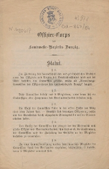 Offizier-Corps des Landwehr-Bezirks Danzig : Statut