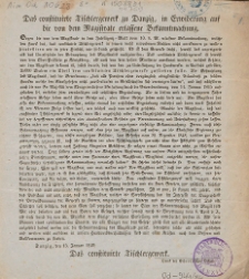 Das constituirte Tischlergewerk zu Danzig, in Erwiderung auf die von dem Magistrate erlassene Bekanntmachung.