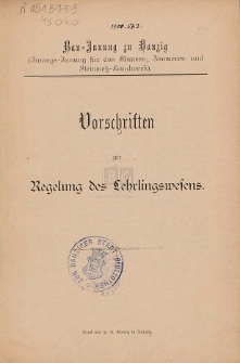 Statut der Bau-Innung (Zwangsinnung) f&uuml;r das Maurer-, Zimmerer- und Steinmetz-Handwerk zu Danzig