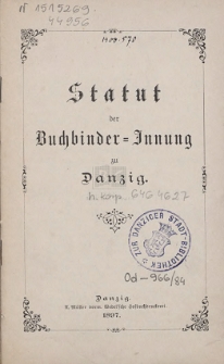 Statut der Buchbinder-Innung zu Danzig