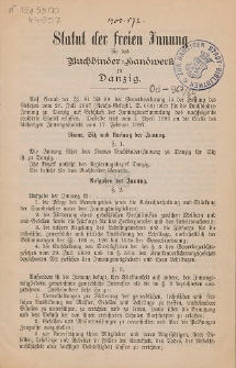 Statut der freien Innung für das Buchbinder-Handwerk zu Danzig.
