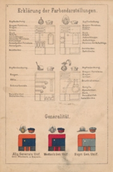 Die Uniformen der Deutschen Armee in &uuml;bersichtlichen Farbendarstellungen : mit ausf&uuml;hrlicher Liste der s&auml;mmtlichen Truppentheile und Landwehr-Batallione nebst Angabe der Standquartiere und genauen Erl&auml;uterungen der Farbendarstellungen