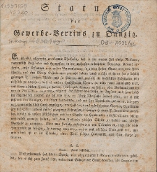 Statut des Gewerbe-Vereins zu Danzig
