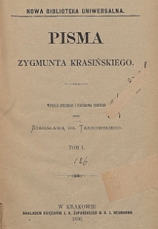 Pisma Zygmunta Krasińskiego. T. 1