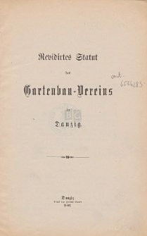 Revidirtes Statut des Gartenbau-Vereins in Danzig