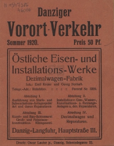 Danziger Vorort-Verkehr : Sommer 1920