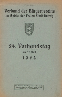 Einladung zum 24. Verbandstage : am Sonntag, den 22. Juni 1924, vormittags 9 Uhr in Danzig-Schidlitz [...]