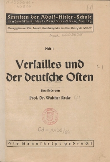 Versailles und der deutsche Osten : Eine Rede