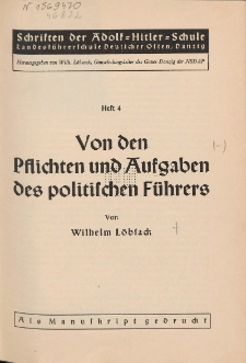 Von den Pflichten und Aufgaben des politischen Führers