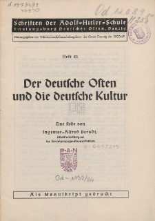 Der deutsche Osten und die deutsche Kultur : Eine Rede