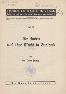 Die Juden und ihre Macht in England