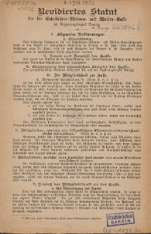 Revidiertes Statut f&uuml;r die Schullehrer-Witwen- und Waisen-Kasse im Regierungsbezirk Danzig
