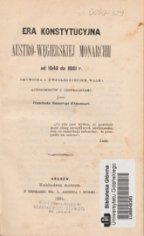 Era konstytucyjna austro-węgierskiej monarchii od 1848 do 1881 r.