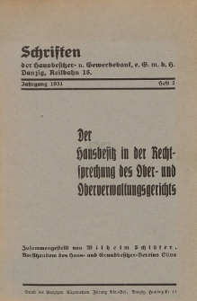 Der Hausbesitz in der Rechtsprechung des Ober- und Oberverwaltungsgerichts : Abgeschlossen im April 1931