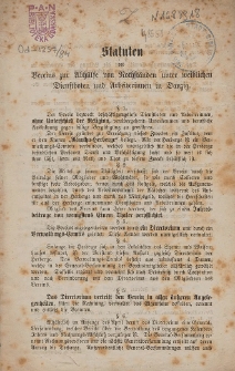 Statuten des Vereins zur Abhülfe von Nothständen unter weiblichen Dienstboten und Arbeiterinnen in Danzig