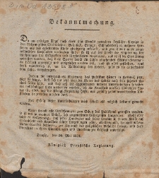 Bekanntmachung ; [betreffend die Epidemie der Cholera in Danzig in 1831]