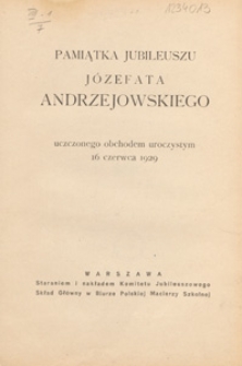 Pamiątka jubileuszu Józefata Andrzejowskiego uczczonego obchodem uroczystym 16 czerwca 1929