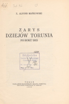 Zarys dziejów Torunia po roku 1815