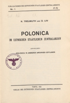 Polonica im Estnischen Staatlichen Zentralarchiv