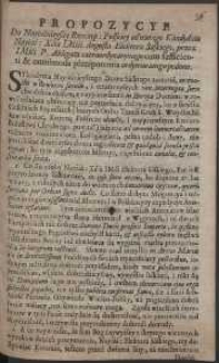 Propozycye Do Nayiaśnieyszey Rzeczyp : Polskiey od nowego Kándydata Nayiaś : Xćia IMści Augusta Elektora Saskiego, przez IMści P. Ablegata extraordynaryinego sufficienti & omnimoda plenipotentia ordynowanego podane