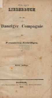 Liederbuch für die Danziger Compagnie der Preussischen Freiwilligen