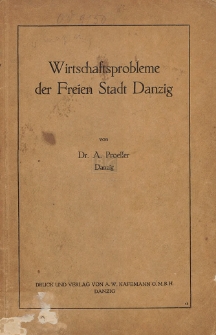 Wirtschaftsprobleme der Freien Stadt Danzig