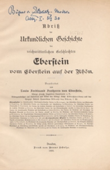 Abriss der Urkundlichen Geschichte des reichsritterlichen Geschlechtes : Eberstein : vom Eberstein auf der Kh&ouml;n