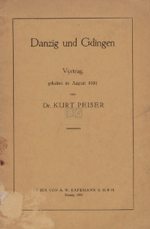 Danzig und Gdingen : Vortrag, gehalten im August 1931