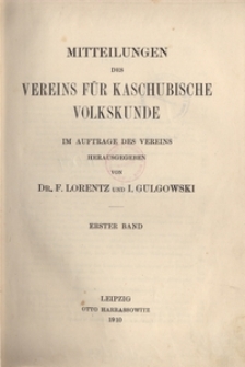 Mitteilungen des Vereins fur Kaschubische volkskunde