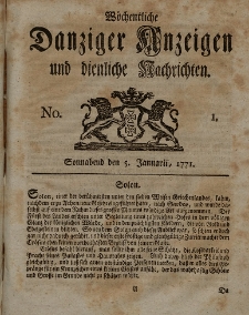 Gemeinnützige Danziger Anzeigen Erfahrungen und Erläuterungen allerley nützlicher Dinge und Seltenheiten 1771