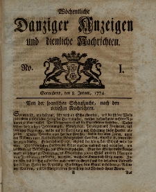 Gemeinnützige Danziger Anzeigen Erfahrungen und Erläuterungen allerley nützlicher Dinge und Seltenheiten 1774