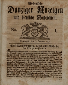 Gemeinnützige Danziger Anzeigen Erfahrungen und Erläuterungen allerley nützlicher Dinge und Seltenheiten 1775