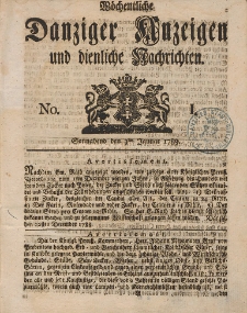 Gemeinnützige Danziger Anzeigen Erfahrungen und Erläuterungen allerley nützlicher Dinge und Seltenheiten 1789