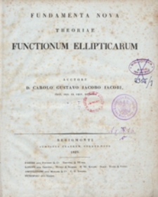 Fundamenta Nova Theoriae Functionum Ellipticarum