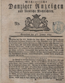 Gemeinnützige Danziger Anzeigen Erfahrungen und Erläuterungen allerley nützlicher Dinge und Seltenheiten 1794