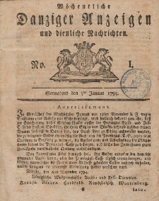 Gemeinnützige Danziger Anzeigen Erfahrungen und Erläuterungen allerley nützlicher Dinge und Seltenheiten 1795