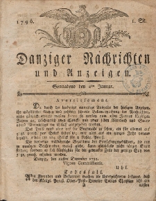 Königlich Preußische Danziger Nachrichten und Anzeigen zum Nutzen und zur Bequemlichkeit des Publikums 1796