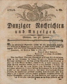 Königlich Preußische Danziger Nachrichten und Anzeigen zum Nutzen und zur Bequemlichkeit des Publikums 1798