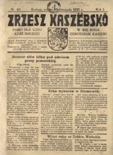 Zrzesz Kasz&euml;bsk&ocirc;. Pismo dla ludu kaszubskiego. W imię Boga odrodzenie Kaszub!, nr.40, 1933